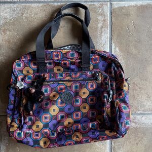 Kipling Printed Nylon Satchel / Weekender – Signature Monkey Charm